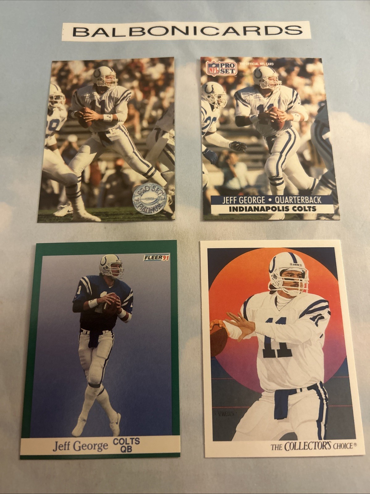 Jeff George 4 Card 1991 Lot! Fleer Pro Set Upper Deck NM+ Free Shipping!