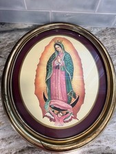 Cuadro enmarcado vintage de interiores de hogar de Nuestra Señora de Guadalupe Virgen María