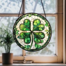 Shamrock Stained Glass Suncatcher: Irish Window Ornament