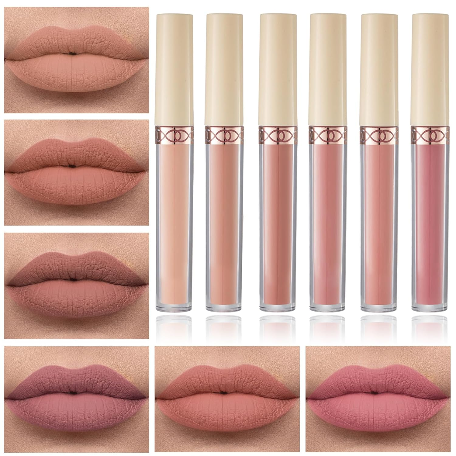 6 Colors Matte Nude Lipstick Set Liquid Lipstick Velvet Lip Gloss Lip Stain Long
