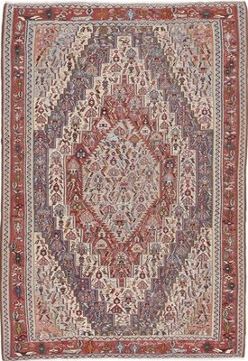 Kelim Senneh Teppich 205x310 cm handgewebt Wolle Persien Unikat Neu