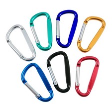 Aluminum Colored Carabiner Key Chain Spring Clip Medium Size Assorted Colors 6pk