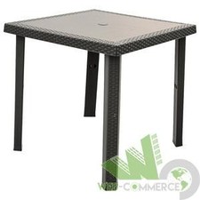 TAVOLO QUADRATO ESTERNO EFFETTO RATTAN 80X80X72 CM TORTORA GIARDINO BALCONE