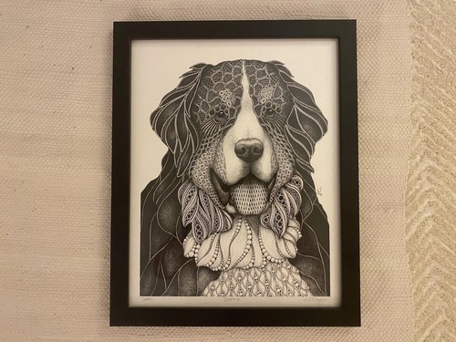 Bernese Mountain Dog Hand-Drawn Ink Print +frame 1st print 1/250 “Bernie” (2018) - Picture 2 of 10