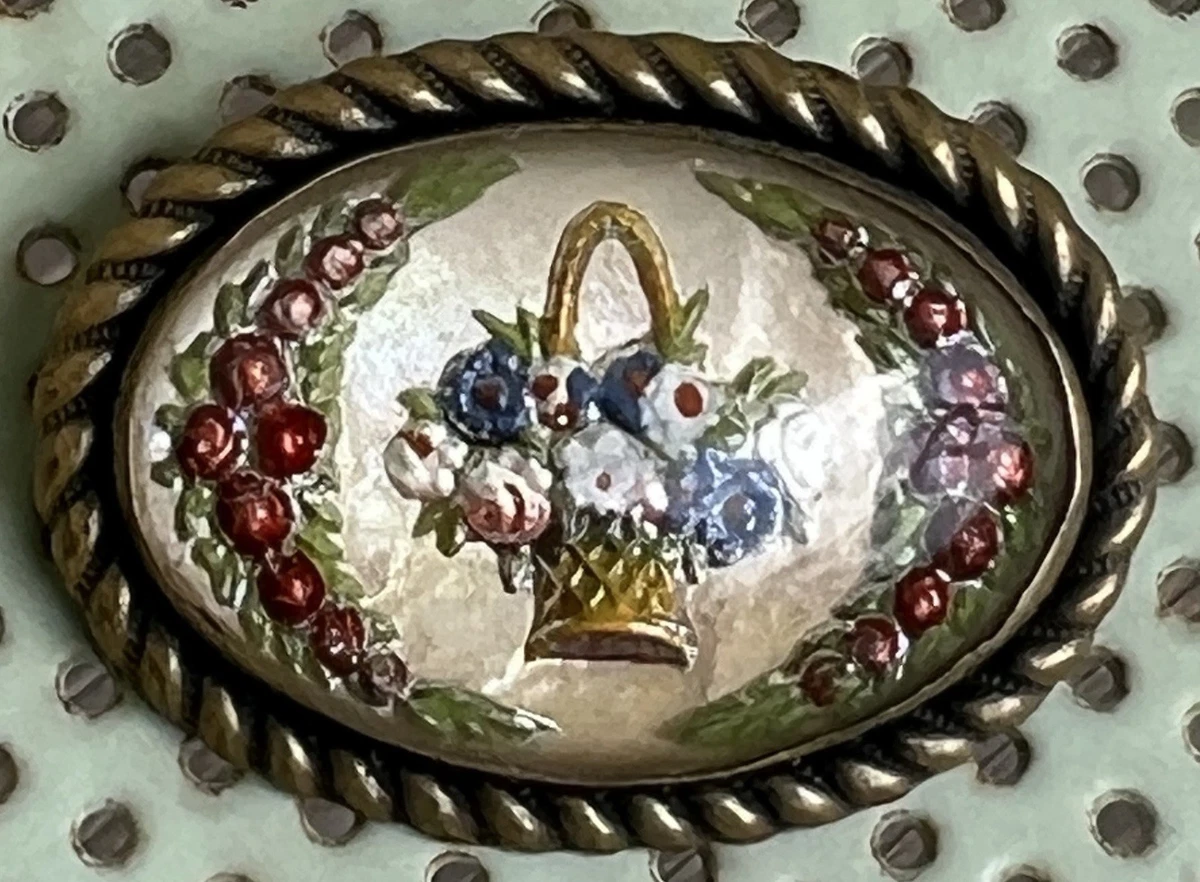 Belle Broche Ancienne En émaux Cloisonnés - Bijou Vintage Occasion