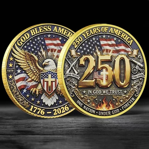 2026 250th Anniversary Coin - God Bless America, Eagle, Pride Golden Medal