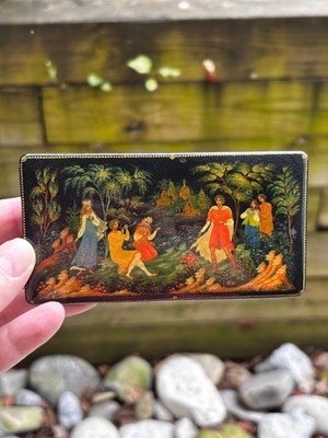 Russian PALEKH SCHOOL Lacquer Box Fairy Tale VINTAGE 1989 hand-painted USSR