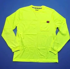 Wrangler Workwear Hi-Vis Long Sleeve Shirt Size M (38-40) Neon Yellow Safety Tee