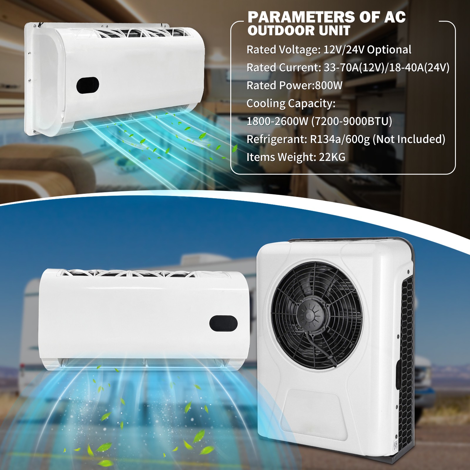 12V Split Air Conditioner AC Kit For Cooling RV Truck Tractor Trailer Campers