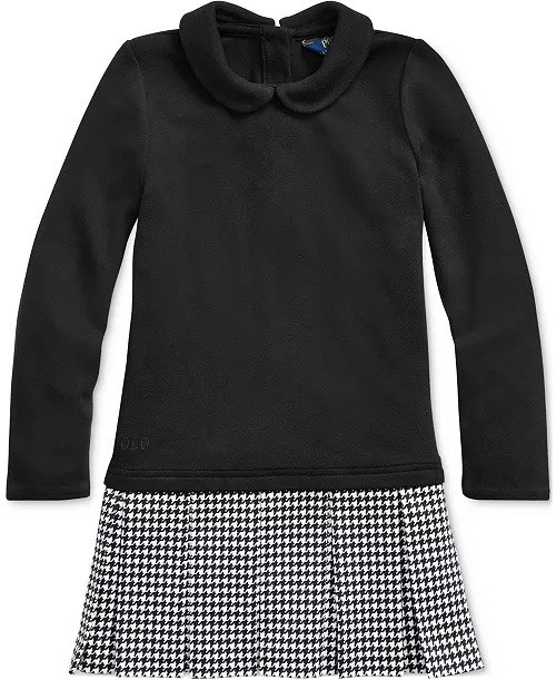 Polo Ralph Lauren Houndstooth Interlock Drop Waist Dress Girl’s Size 8-10 EUC
