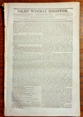 1831 Niles Weekly Newspaper ~ 1830 Census Free White & Slave Population by State