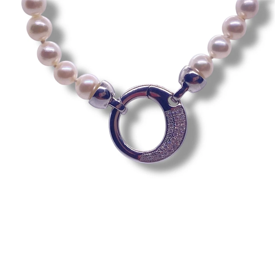 Collana Donna argento 925% con Perle di Acqua Dolce 6/6,5 mm - Immagine 4 di 4