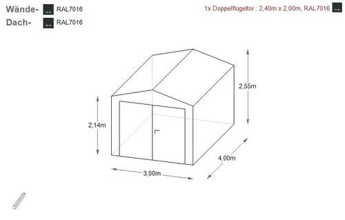 Blechgarage 3x4x2,55 Fertiggarage Container Leichtbauhalle Blechlager Metallhaus - Bild 3 von 8