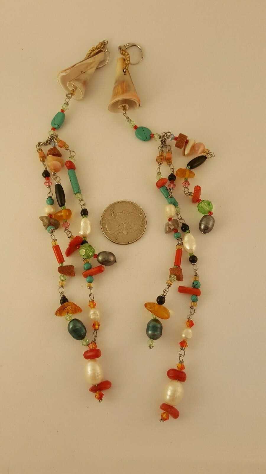 GEMSTONE CHANDELIER EARRINGS STATEMENT ARTISAN HA… - image 2