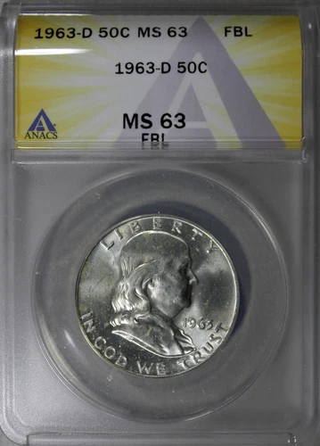 1963-D FRANKLIN HALF DOLLAR ANACS MS 63 FBL (2329771)