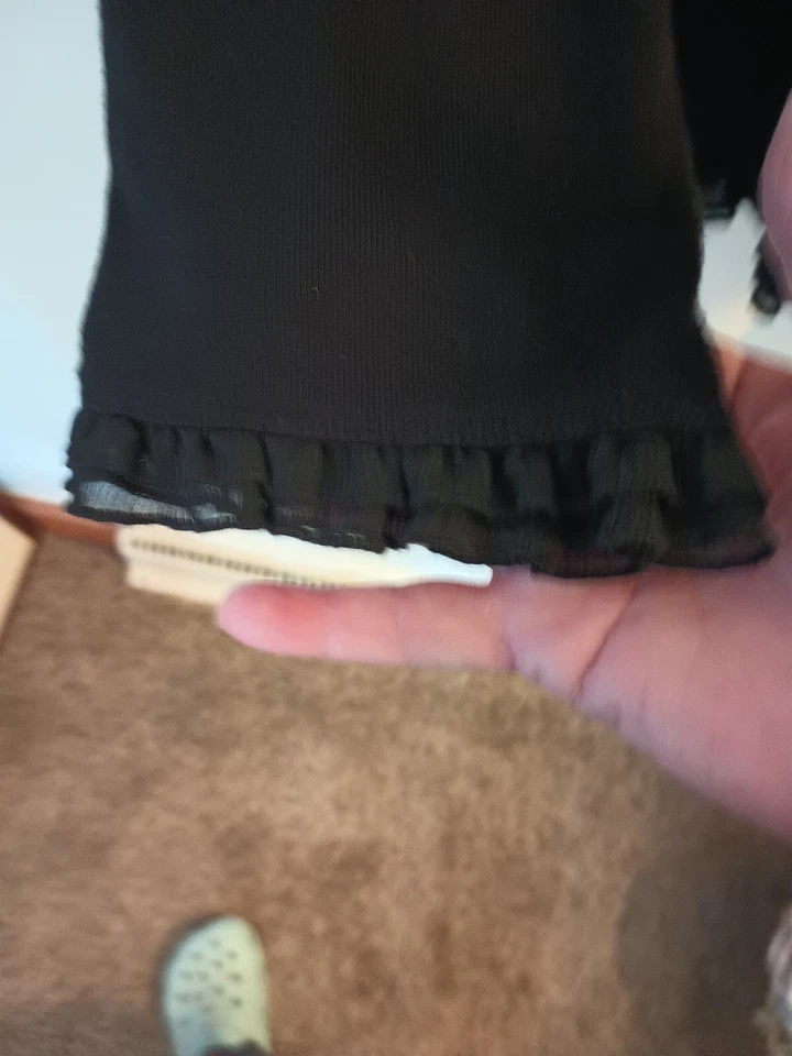 Suéter Studio 1940 con volantes transparentes gótico todo negro para mujer L Foto 4 de 4