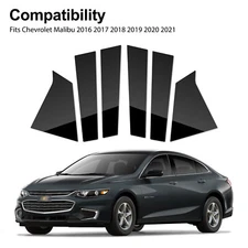 6pcs Black Window Pillar Post Door Trim Cover Set For Chevrolet Malibu 2016-2021
