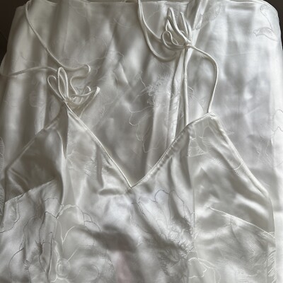 Victoria's Secret white midi slip dress floral polyester Medium | eBay