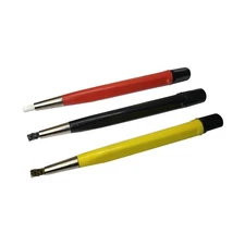 3pc Pen Type 5" Scratch Brush Set - Steel, Brass, Fiber - Retractable Bristles