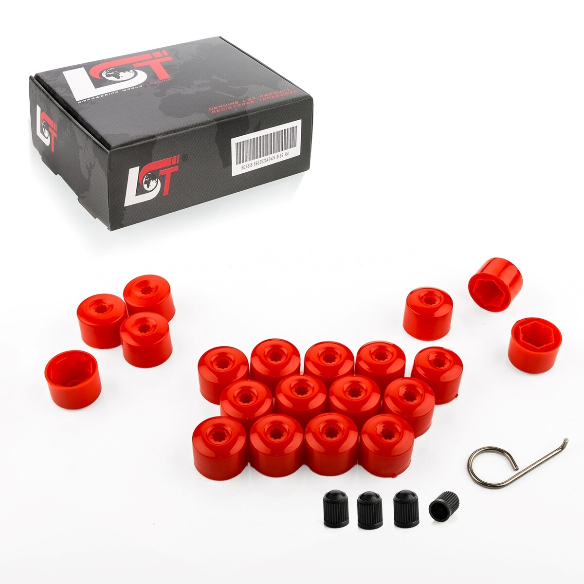 20x Wheel Bolt Caps Security Set Red 17 mm for VW TOURAN 1T PASSAT 3C