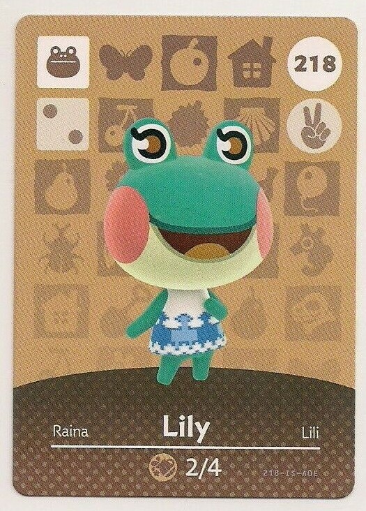 Animal Crossing amiibo Card: Lily 218 Series 3 Frog New Horizons