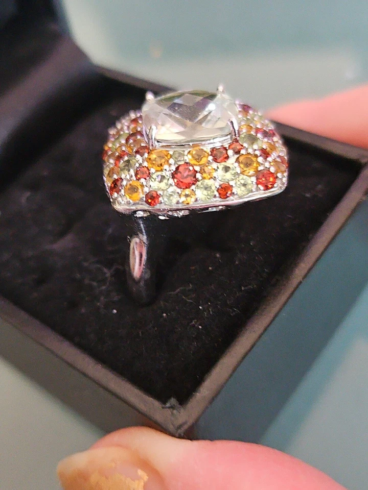 Colleen Lopez Green Amethyst, Rhodolite, Citrine Ring Silver 925 Size 7 NWOT  - Image 4 of 4