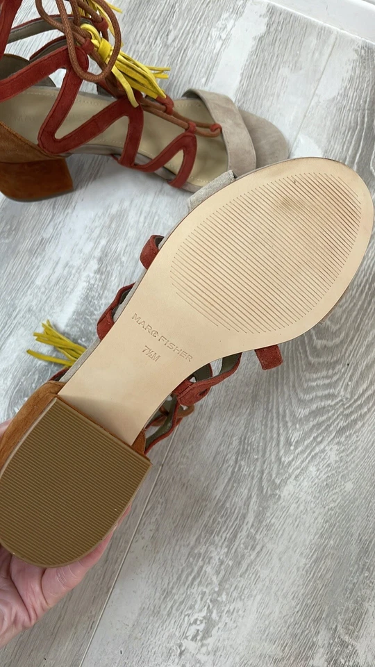 NEW Marc Jacobs Frayz Suede Leather Lace Up Open Toe Heel Sandals 7.5 $154 - Image 4 of 4