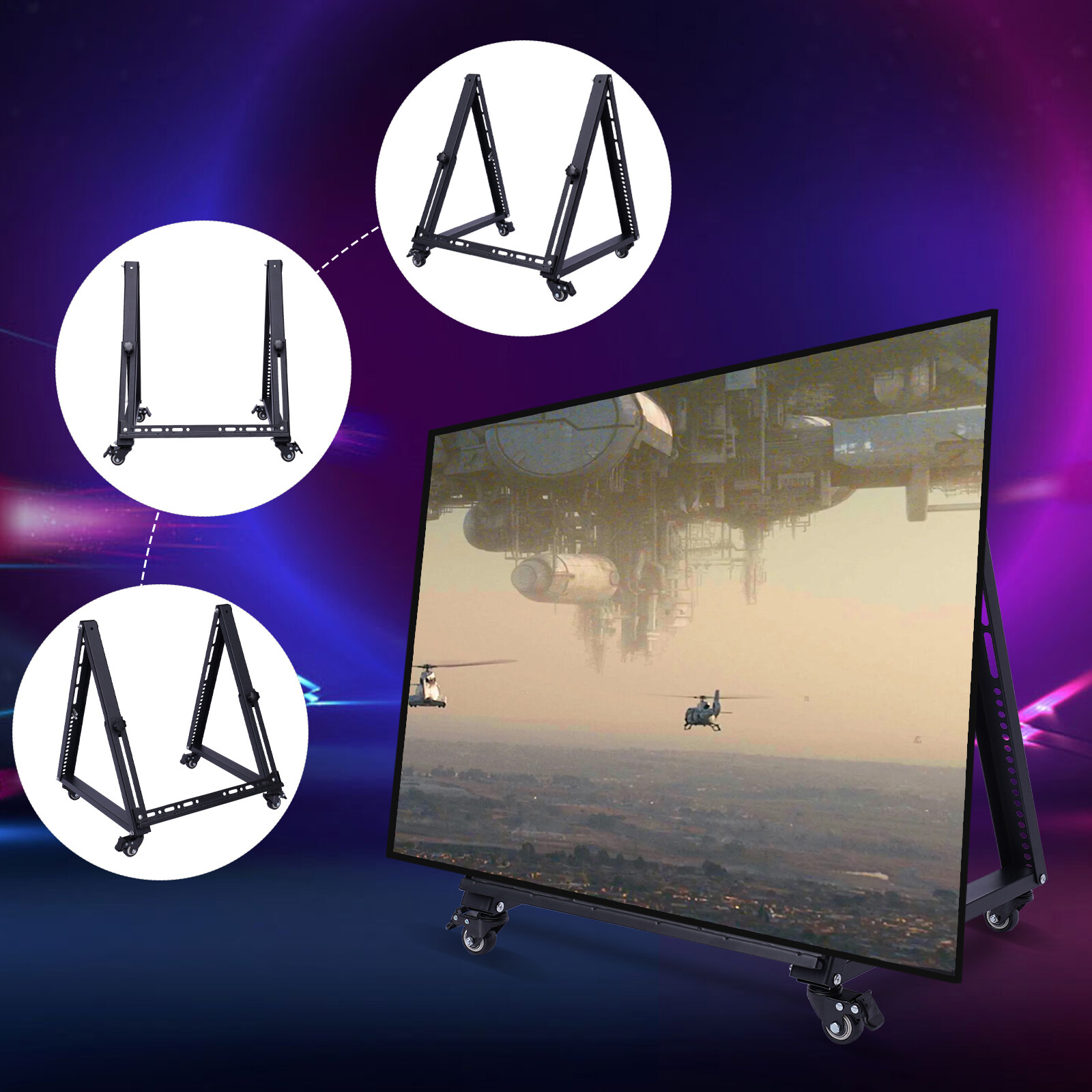 Mobile LCD TV Rolling Stand Cart Low Profile Reinforced Connecting TV Support