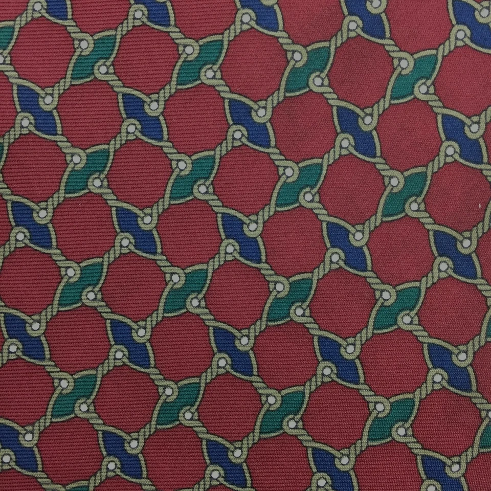 Corbata ROUNDTREE & YORK 58x4 seda ecuestre EE. UU. roja geométrica caballo broca brida Foto 3 de 4