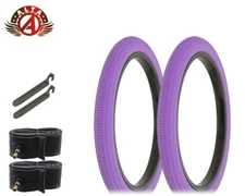 ALTALINE Bicycle TIRES 18"x1.95" Purple Full Micro Slick (2) Tires, Tubes, Lever