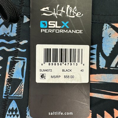 Salt Life Mens Tiki Waves Geometric Board Shorts Black 40 | eBay