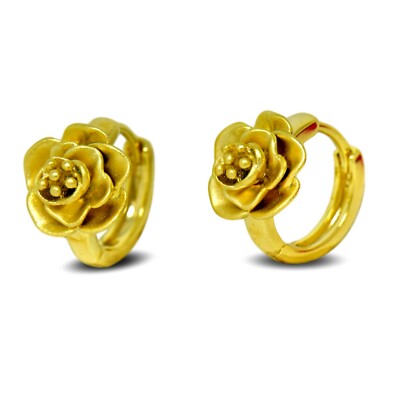 14K Gold Clear CZ Encrusted 10mm Toddler / Kids / Girls Earrings Hoop At In Season Jewelry - Foto 7