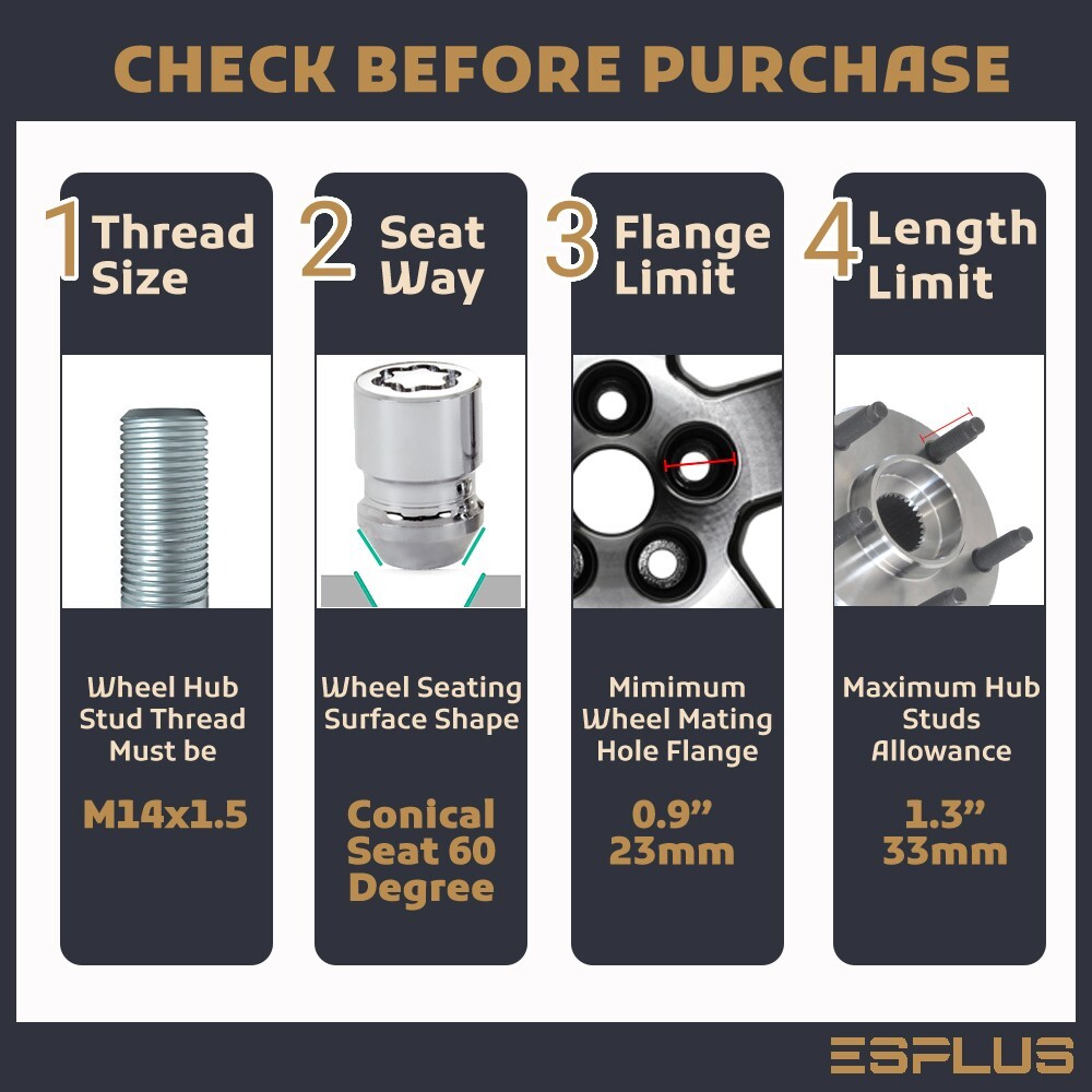 4 Pc Honda Wheel Lock W Key M14x1.5 Chrome Fits Odyssey/Passport/Pilot