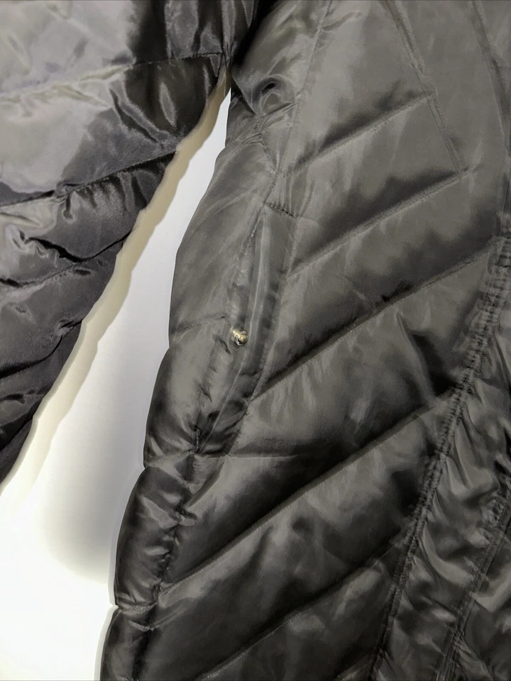 Abrigo de plumón negro acolchado Larry Levine con capucha para mujer XL Foto 4 de 4