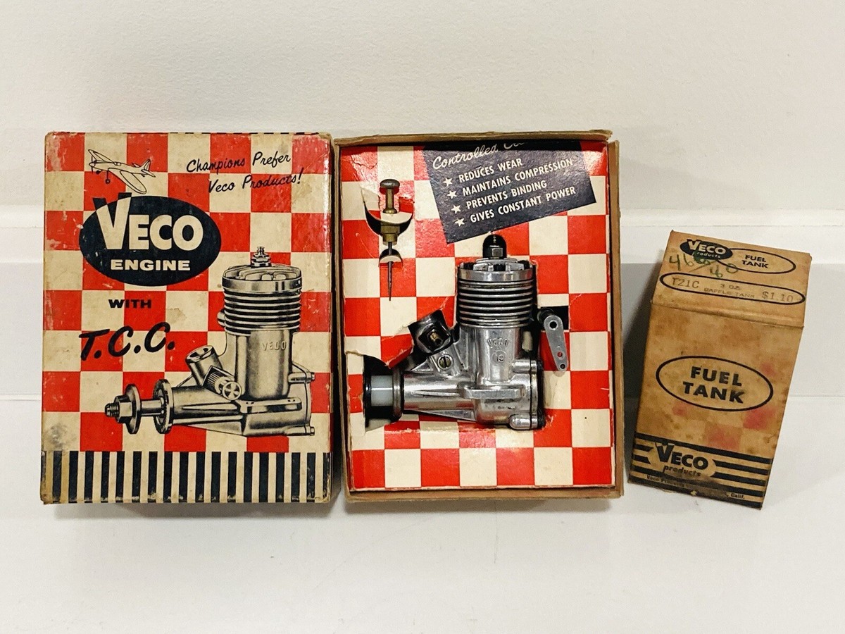 Vintage Veco 19 RC Model Airplane Engine W/ Original Box, Veco