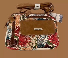 MultiSac White Elegance Floral Zippy Crossbody Bag New Compact Travel Handbag