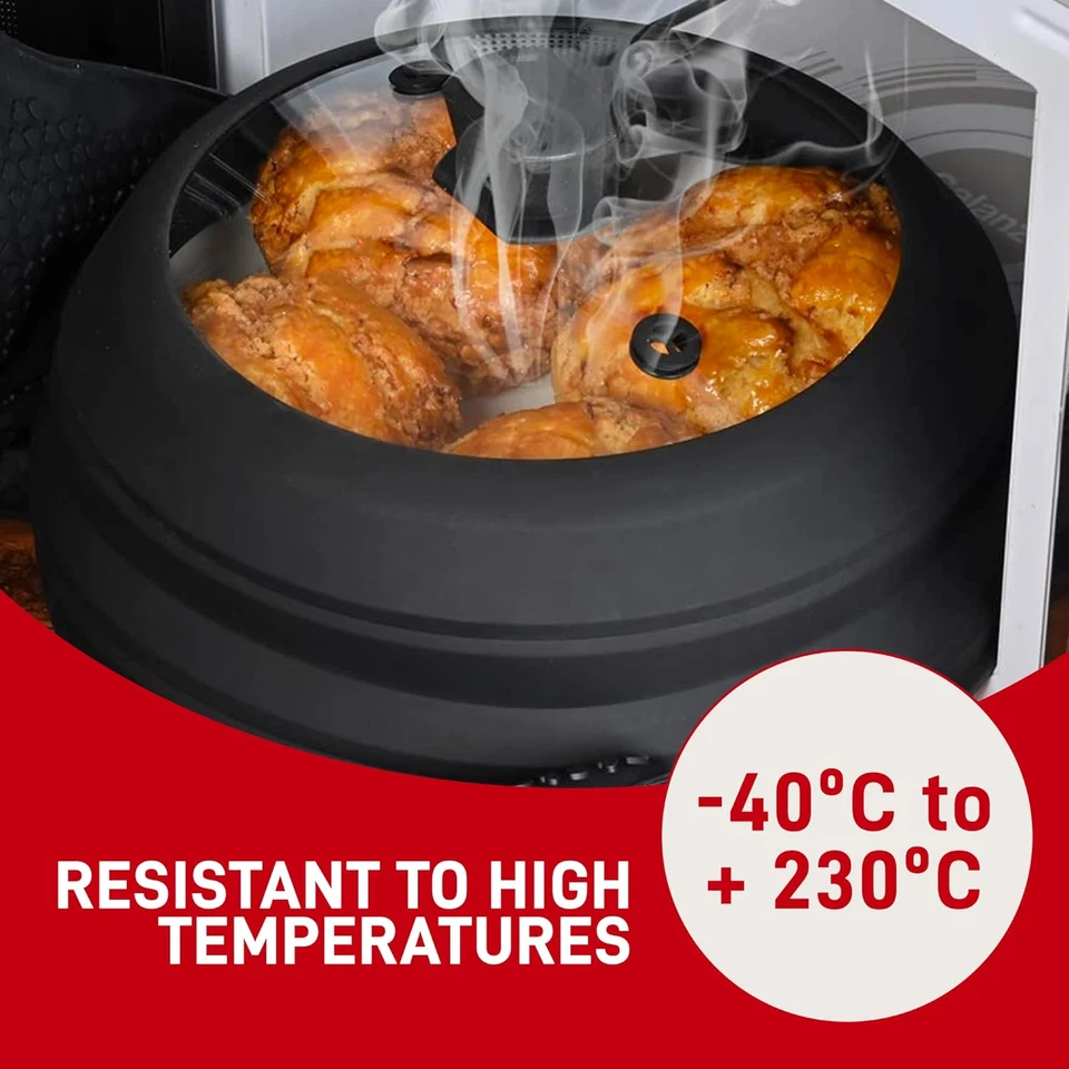 Microwave Splatter Cover Glass-Collapsible Microwave Splatter Cover Plate & Bowl - Image 4 of 4