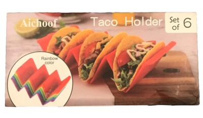 Colorful Taco Holder Stands Set of 6 - Premium Large Plastic Taco Trays
