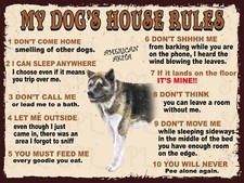 American Akita My Dog's House Rules Retro Metal Tin Sign Plaque Novelty Gift