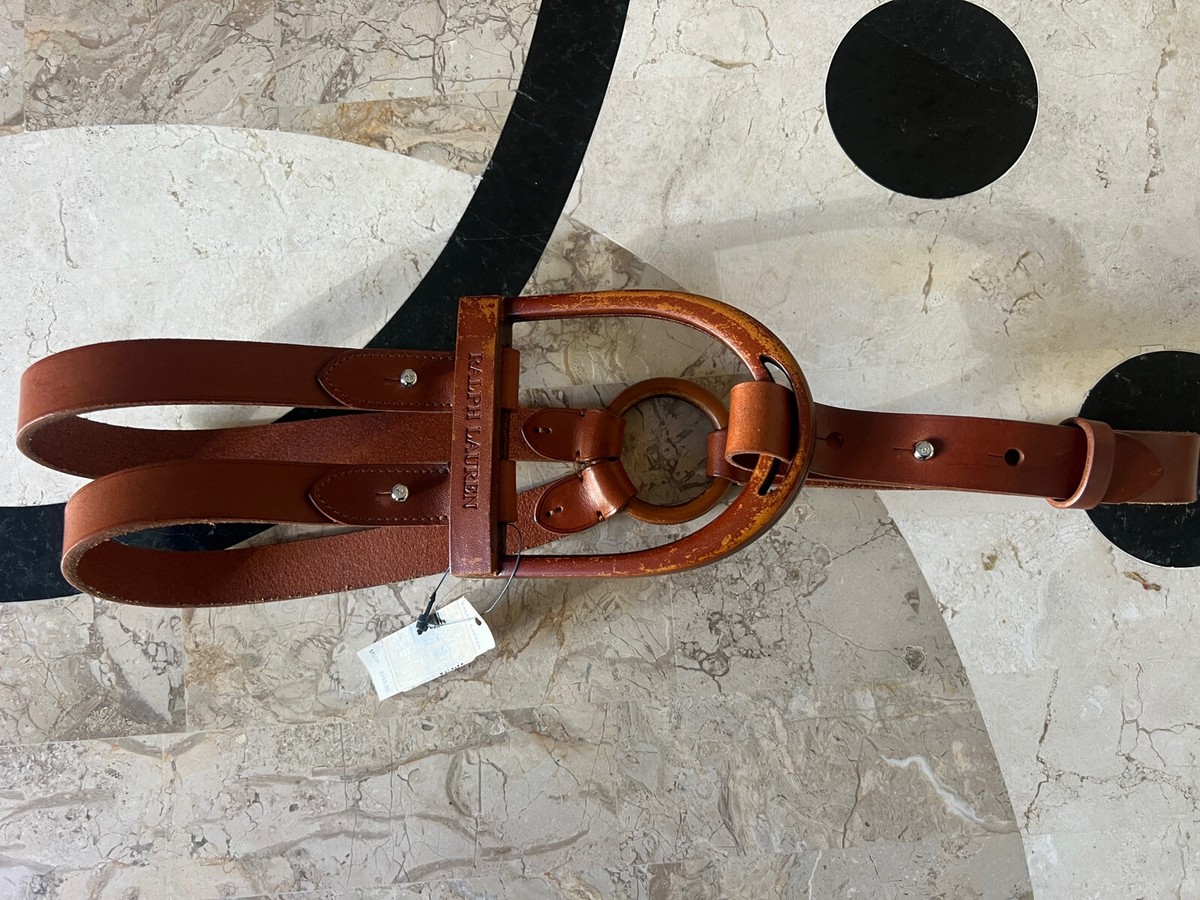 Ralph Lauren Collection Trench-Buckle Brown Leather Belt Made in Italy Ralph Lauren - Tooled-Buckle Calfskin Belt in Mocha main image 2