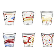 GALBIATI MILANO SET 6 BICCHIERI DA LIQUORE 90 ML IN VETRO DECORATO - CARNIVAL