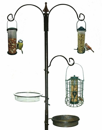 Traditional Garden Bird Feeding Station Water Bath Hanging Brackets & Seed Trays - Picture 1 of 5