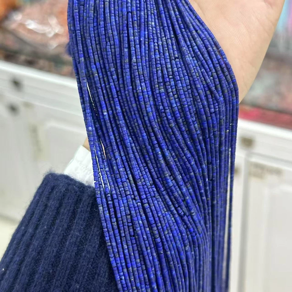 1mm Natural Afghan Lapis Lazuli Tiny Tube Heishi Spacer Beads for Jewelry Making - Image 3 of 4