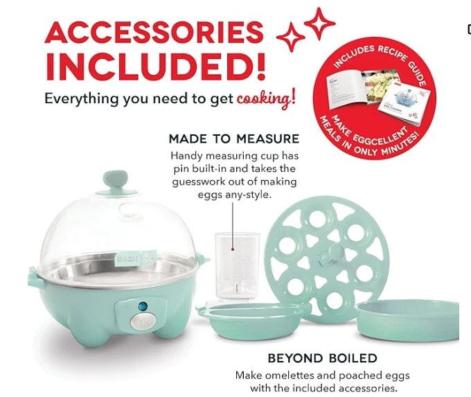 NEW DASH Rapid 6-Egg Electric Cooker in Aqua for Quick Breakfasts NEW DASH Rapid 6-Egg Electric Cooker in Aqua for Quick Breakfasts