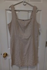 NWT! OLD NAVY Women's Beige Smocked Back Linen Blend Dress Casual Eveyrday XL