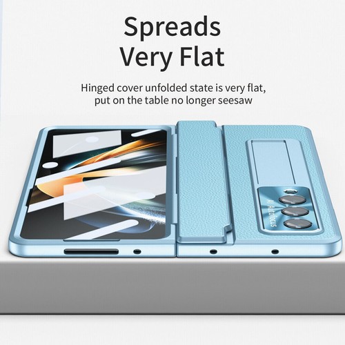 For Samsung Galaxy Z Fold 7/6/5/4/3 Hinge Leather Flip back hard Flip Stand Case - 第 41/83 張圖片