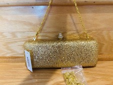 Unbranded Gold Glitzy Evening Clutch With Rhinestone Clasp Closure