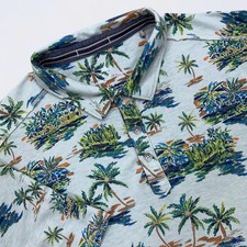 Tommy Bahama Polo Shirt Mens Large Mint Green Palm Trees Tropical Hawaiian Beach