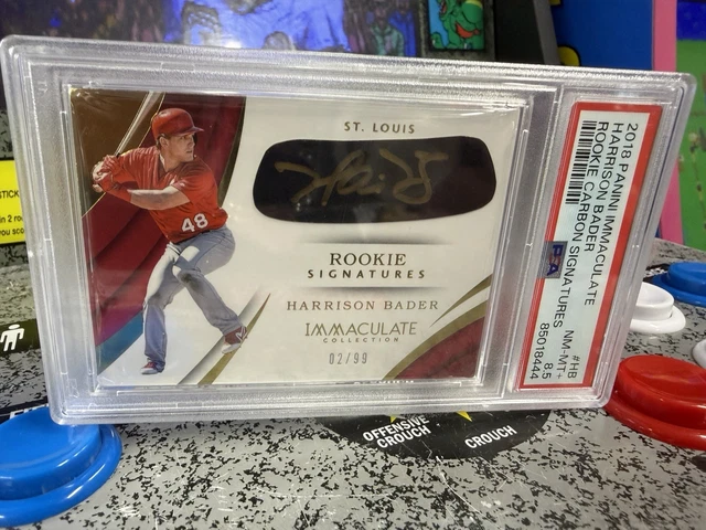 2018 Panini Immaculate Harrison Bader Rookie Carbon Sig Auto /99 PSA 8,5 Giants!