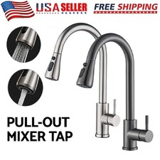1/2 Kitchen Mixer Tap 2-Mode Swivel Spout Pull Out Sink Faucet Chrome Brushed